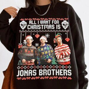 All I Want For Christmas Is Jonas Brothers Sweatshirt, Ugly Christmas Sweater